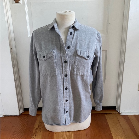 Madewell Grey Flannel Long‎ Sleeve Button Down Shirt XS - Picture 1 of 5